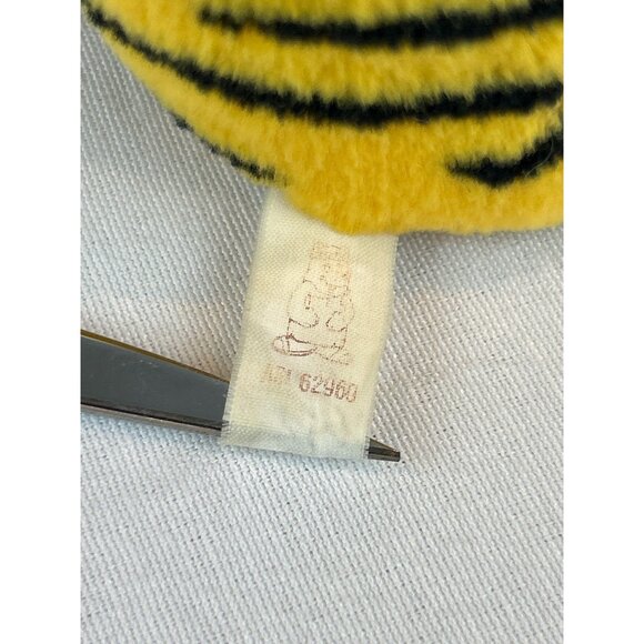Vintage Tiger Plush Toy Orange Black Stripes Red Hanging Loop Small 6" - Picture 9 of 10